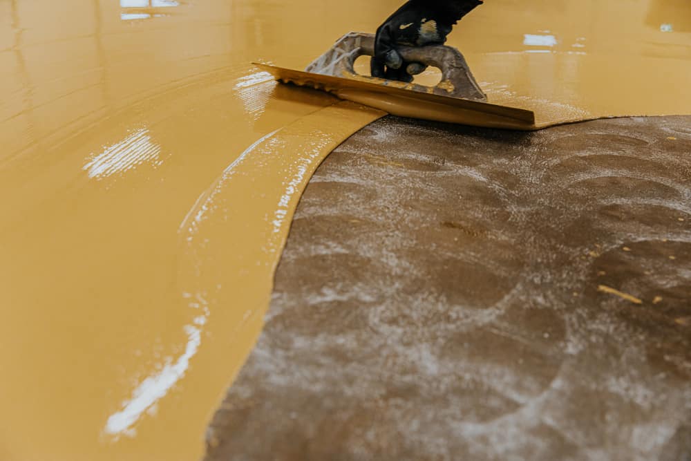 adding yellow epoxy to floor
